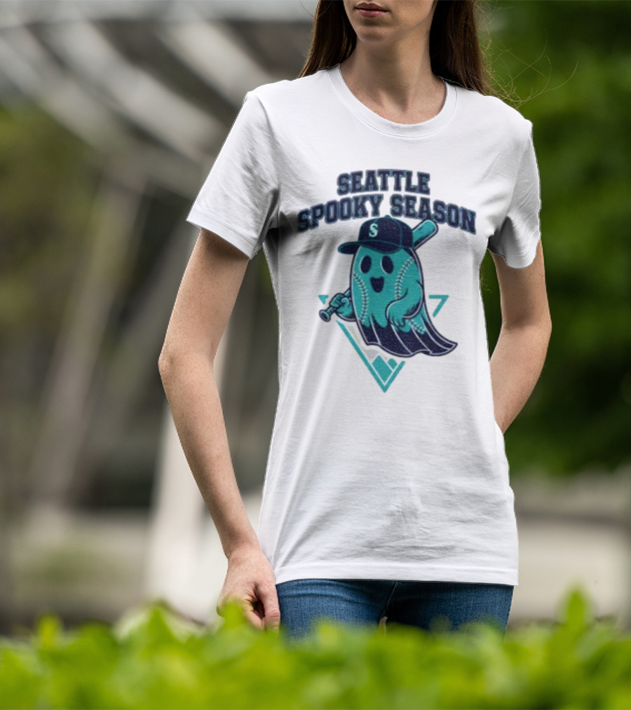 Seattle Mariners Spooky Season Ghost Halloween Baseball T-Shirt