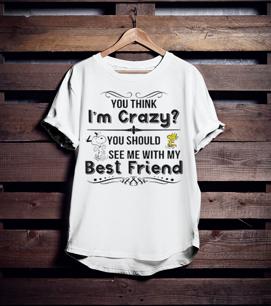You Think I'm Crazy You Should See Me With My Best Friend Snoopy And Woodstock T-Shirt