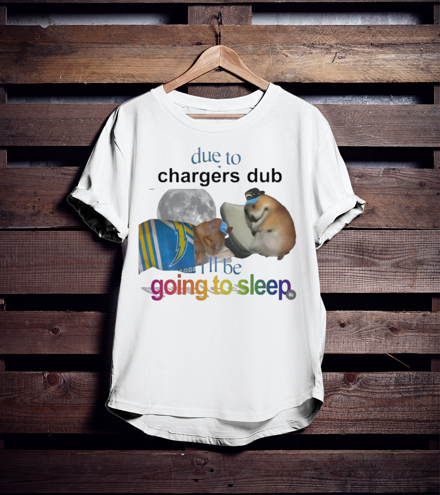 Chargers Dub Cats Sleeping Under Moon Going To Sleep T-Shirt