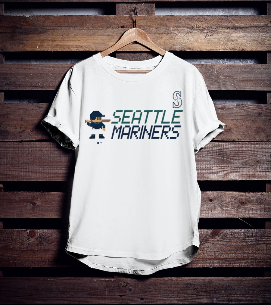 Seattle Mariners 8-Bit Baseball Pixel Art Player Retro Style T-Shirt