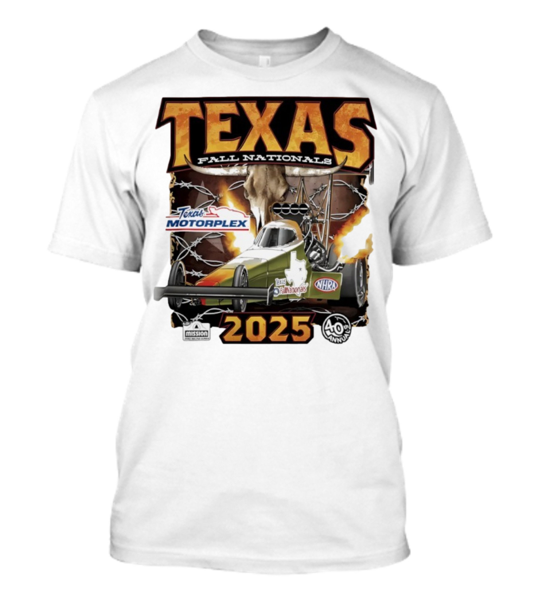 Texas Fall Nationals 2025 NHRA Texas Motorplex 40th Anniversary T-Shirt