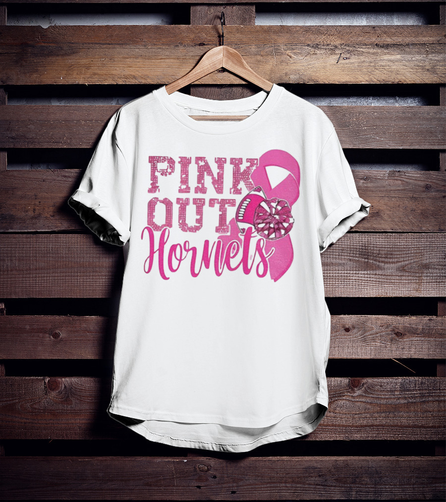 Pink Out Hornets New Orleans Hornets 2025 Football Ribbon Pom لص博 T-Shirt