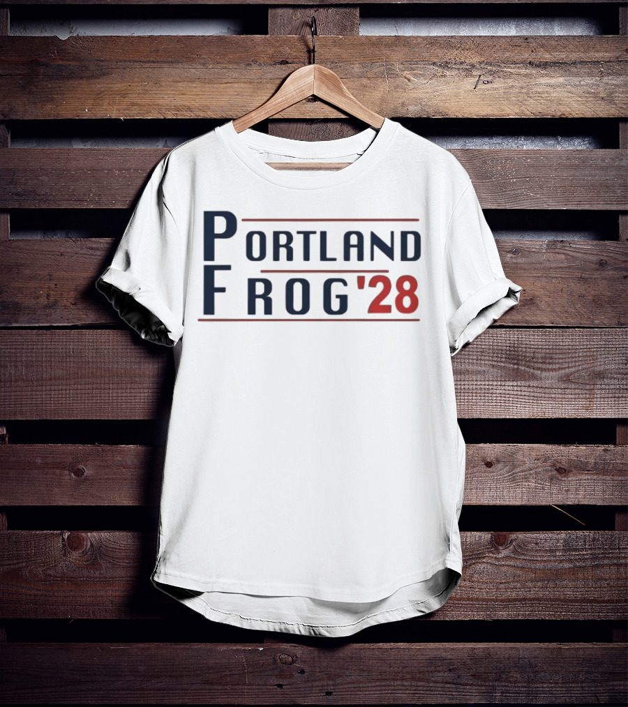 Portland Frog '28 Election Style Bold Campaign Typography T-Shirt