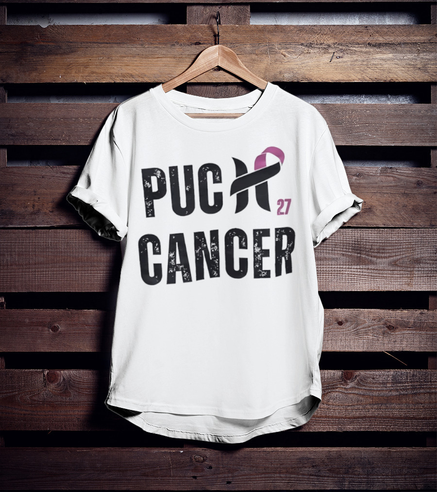 Puck Cancer 27 Hockey Ribbon Awareness T-Shirt