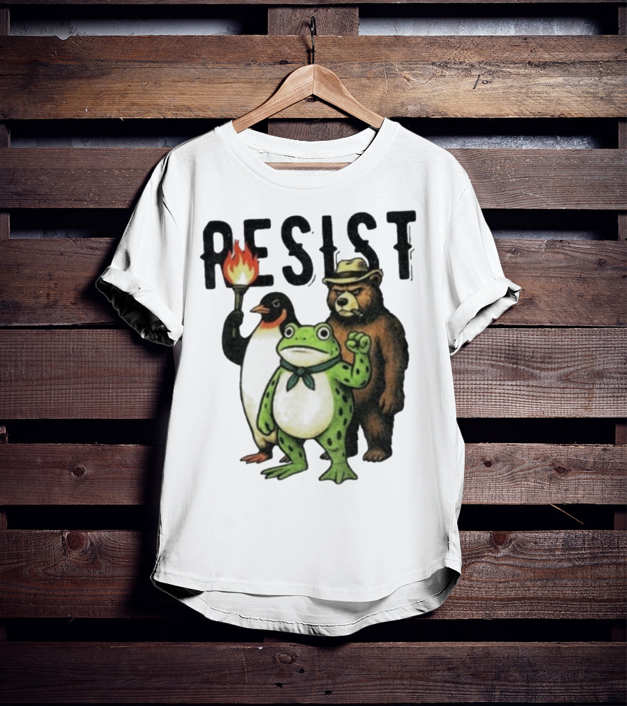 Resist Portland Frog Penguin Bear Abolish Ice T-Shirt