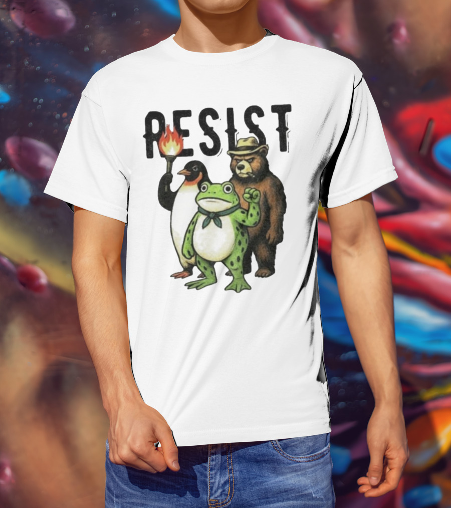 Resist Portland Frog Penguin Bear Abolish Ice T-Shirt