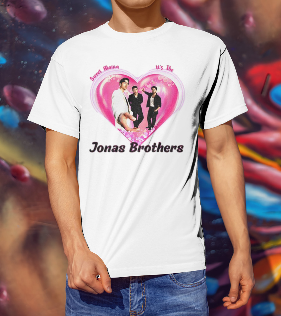 Sweet Mama It's The Jonas Brothers Boyband Vintage Heart Design T-Shirt