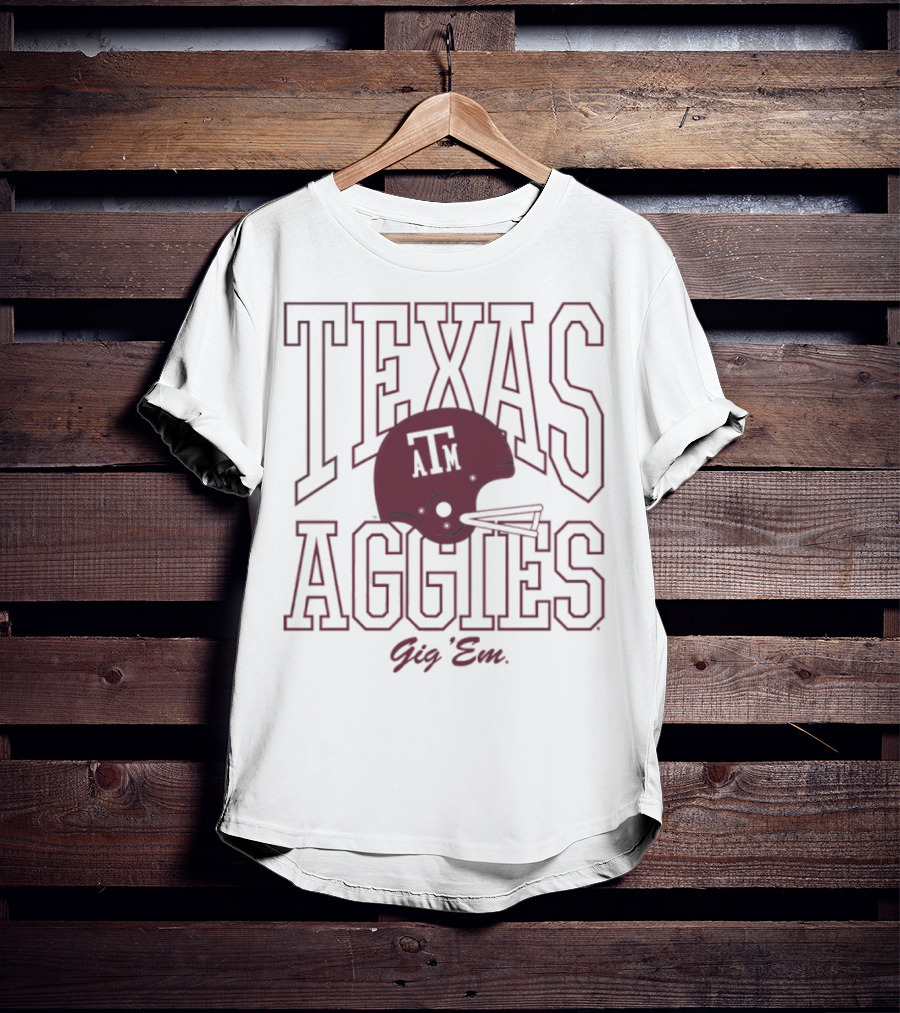 Texas A&M Aggies Gig 'Em 1975 Football Helmet A&M T-Shirt