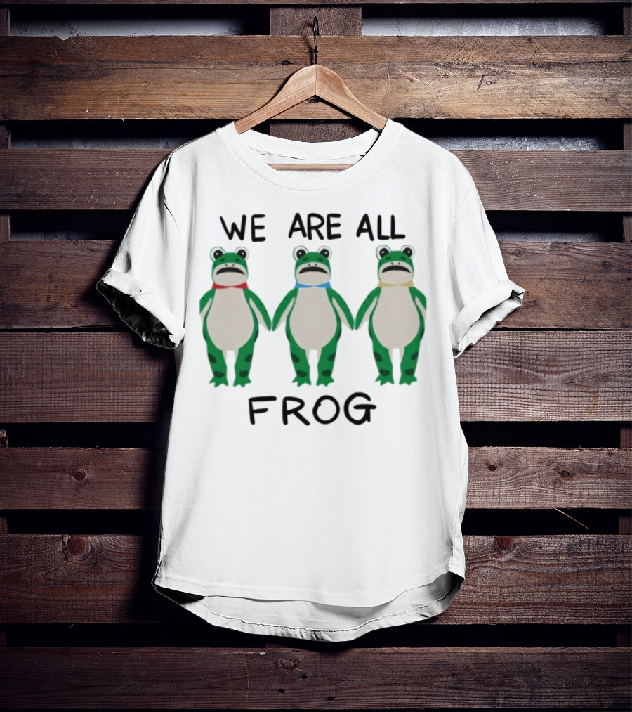 We Are All Frog Portland Trio Fun Quirky Green Frog Characters T-Shirt