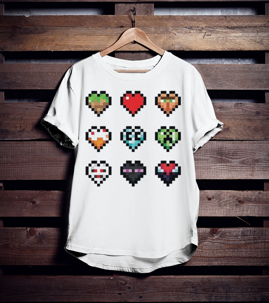 Pixelated Craftee’s Hearts Icons Collection T-Shirt
