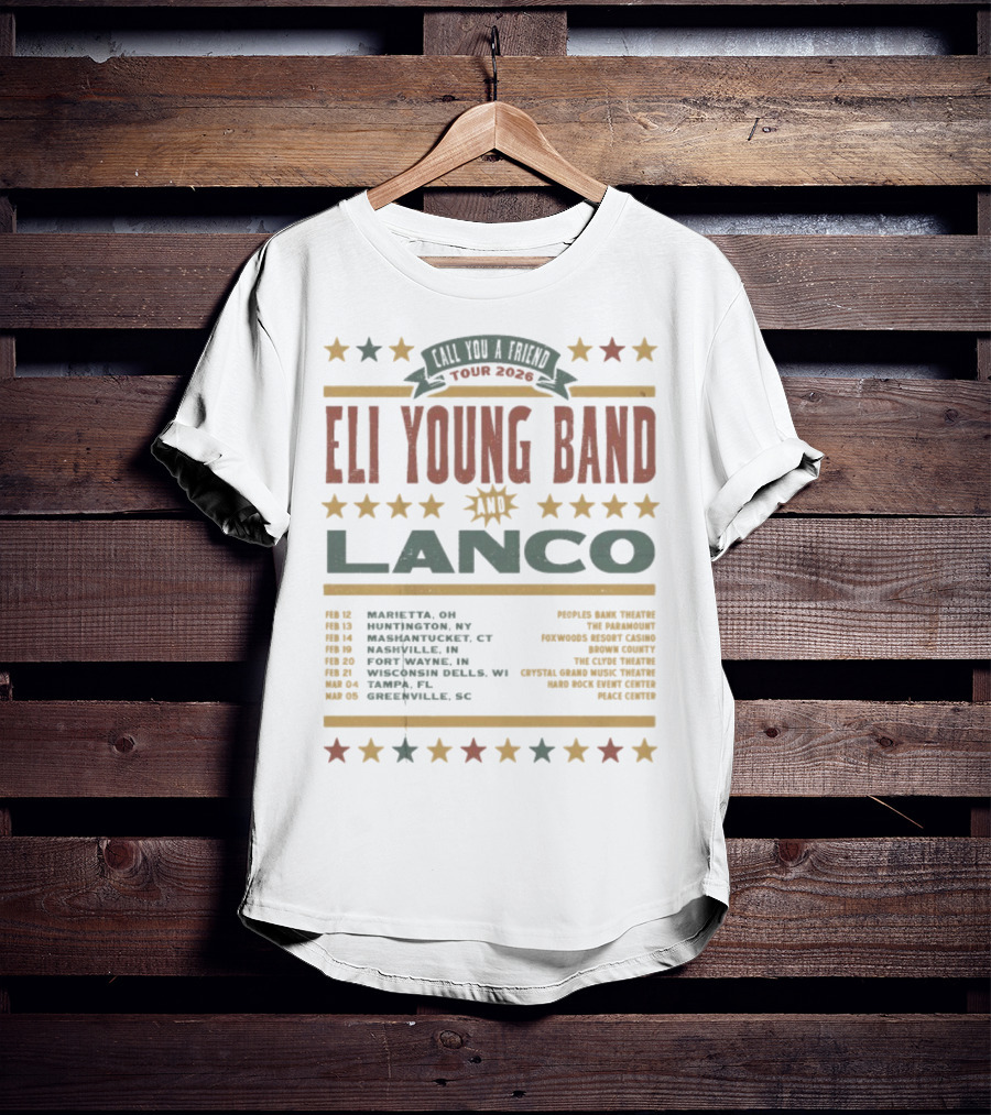 Eli Young Band Tour 2026 Lanco With Special Guest Locations T-Shirt
