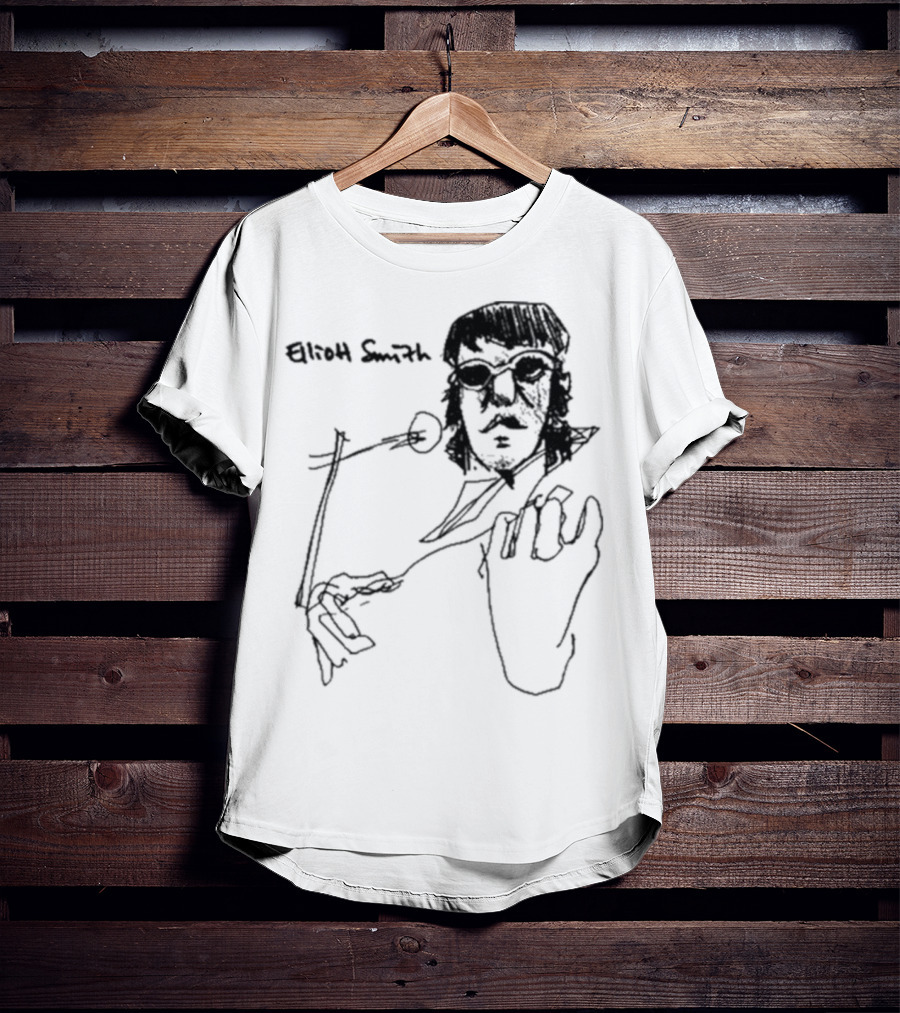 Elliott Smith Blue Fools Hand-Drawn Microphone Sketch T-Shirt