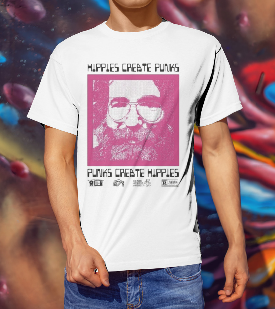 Hippies Create Punks Punks Create Hippies Heads Iconic Beard Glare T-Shirt