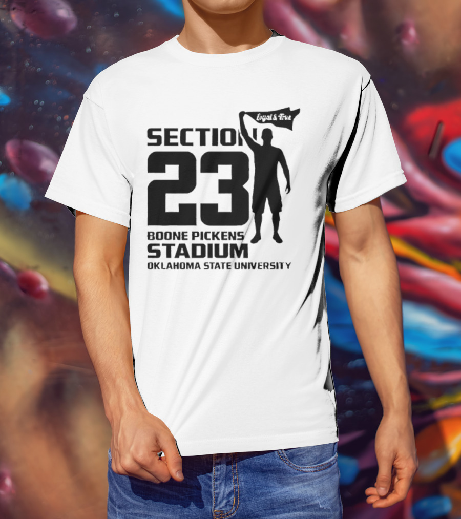 Section 23 Boone Pickens Stadium Oklahoma State University Pistol Pete T-Shirt