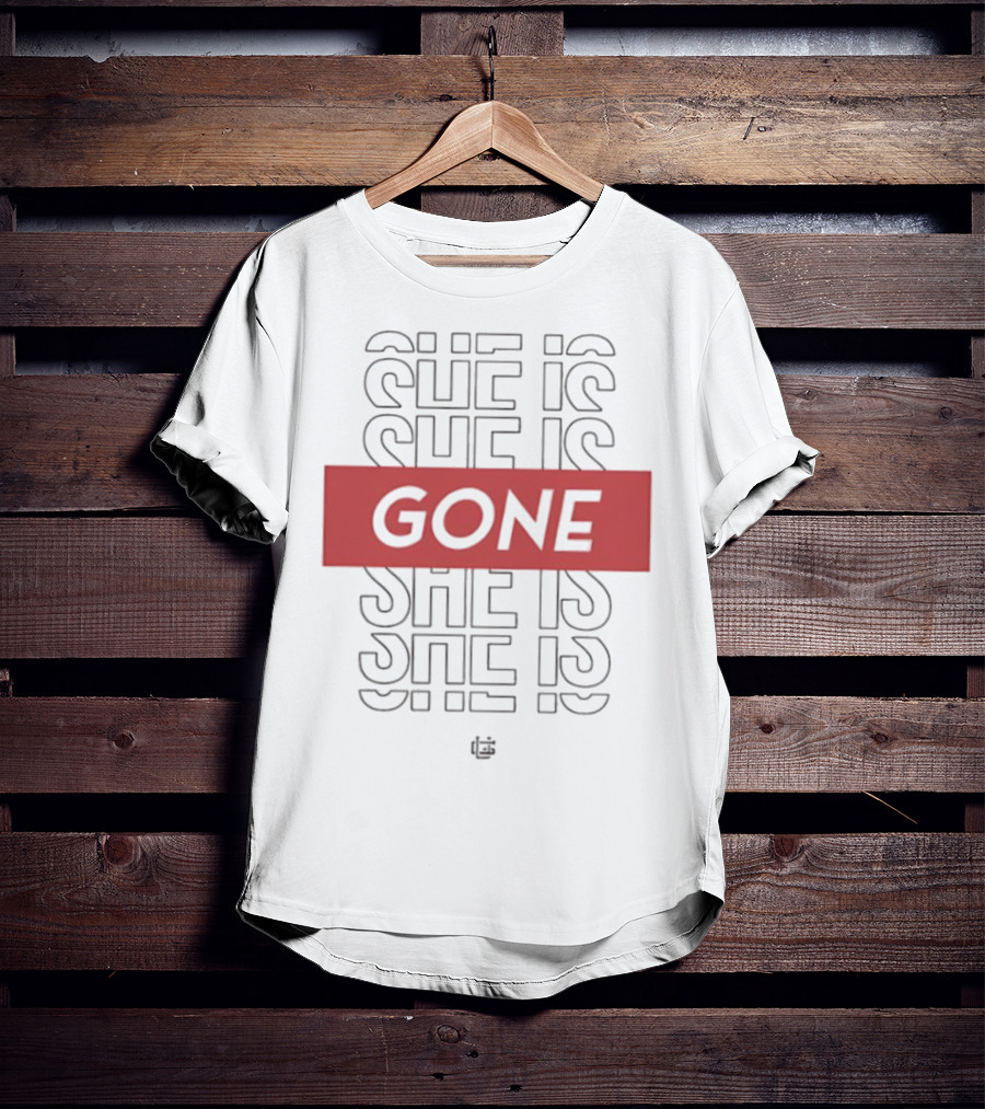 She Is Gone Bold Statement Red Highlight Repeat T-Shirt
