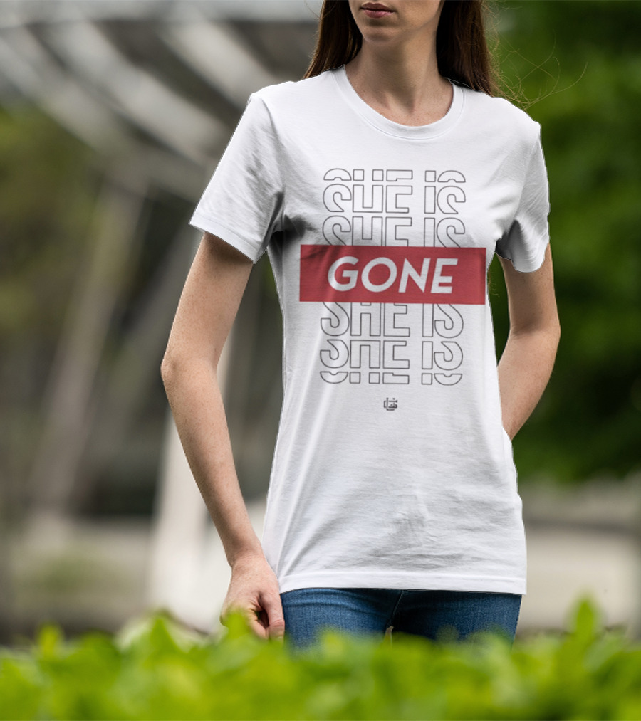 She Is Gone Bold Statement Red Highlight Repeat T-Shirt