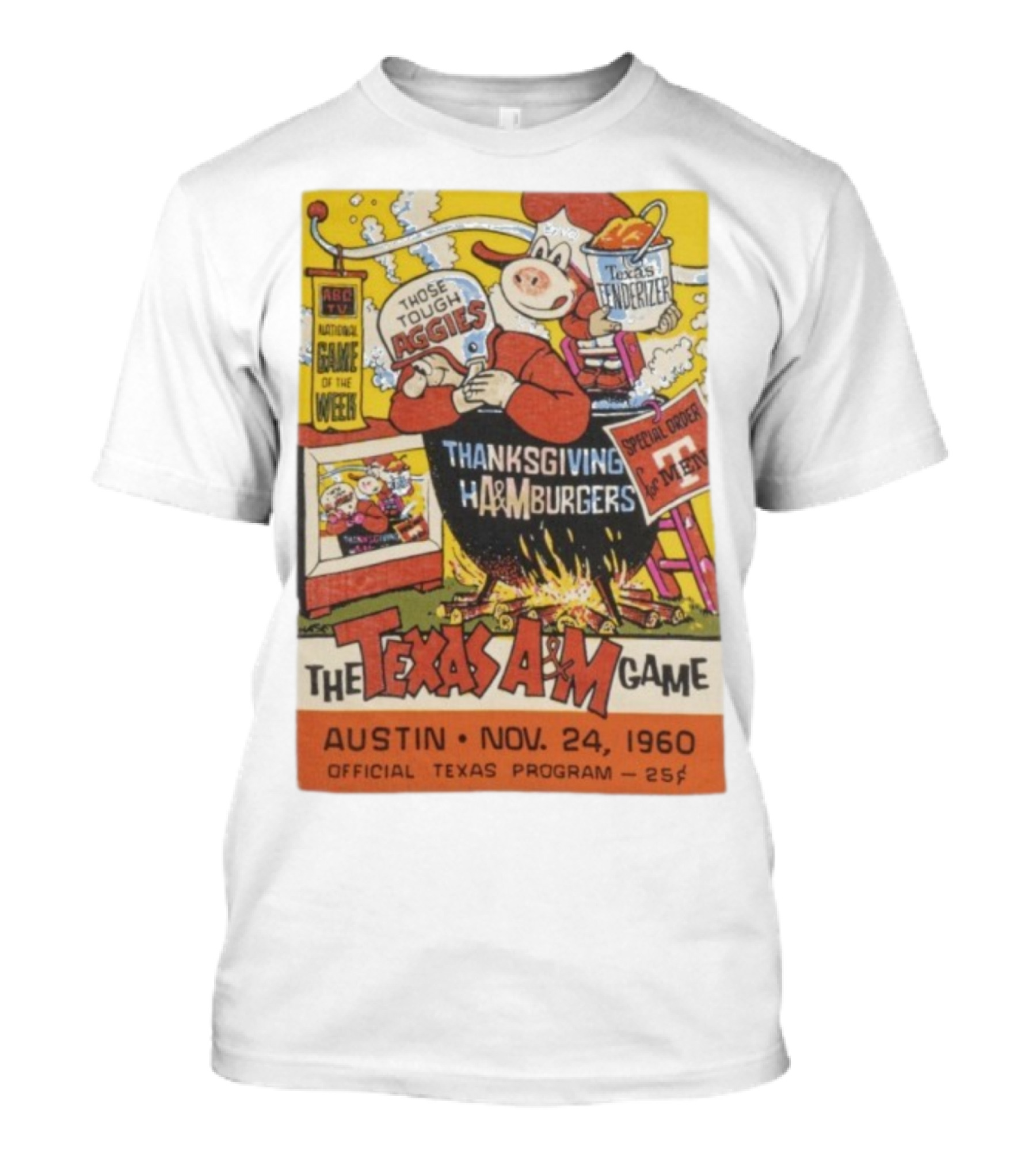 Texas Longhorns Thanksgiving Texas A&M Game Austin Nov 24 1960 Official Program T-Shirt
