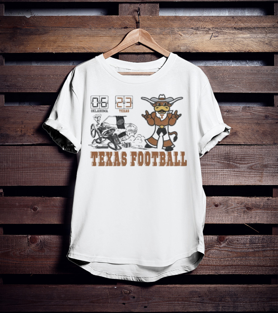 Oklahoma 6 Vs Texas 23 Longhorns Football Mascot Showdown 2025 T-Shirt