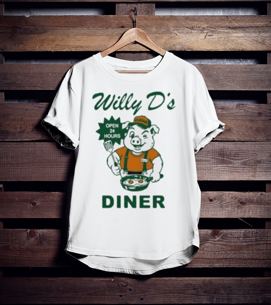Wilderado Willy D's Diner Open 24 Hours Pig Cooking Eggs T-Shirt