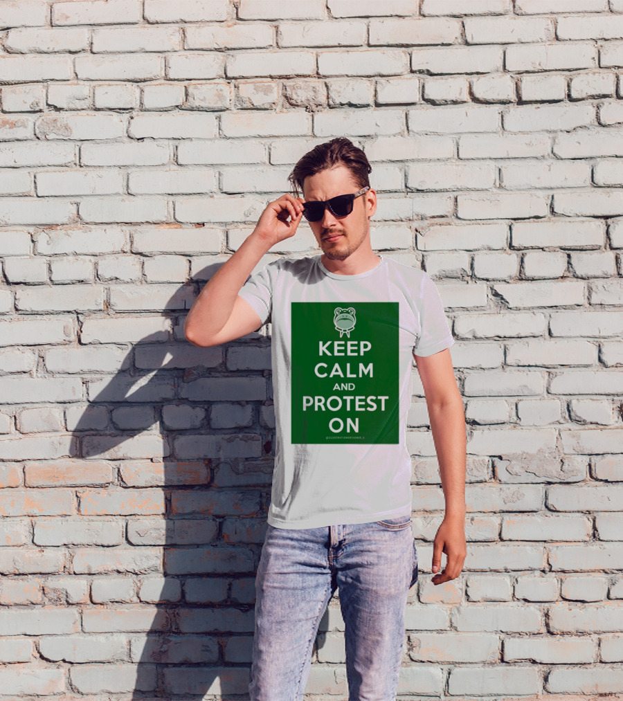 Keep Calm And Protest On With Frog Icon T-Shirt