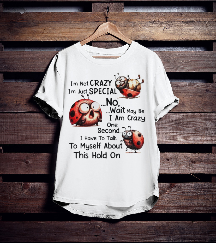 I'm Not Crazy I'm Just Special No Wait May Be I Am Crazy One Second I Have To Talk To Myself About This Hold On Ladybug T-Shirt
