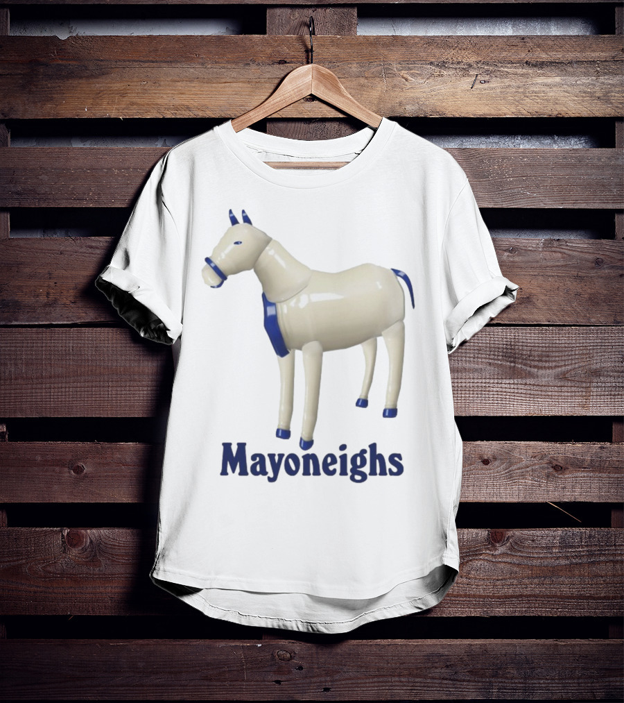Mayoneighs Horse Creamy Figurine Blue Accents T-Shirt