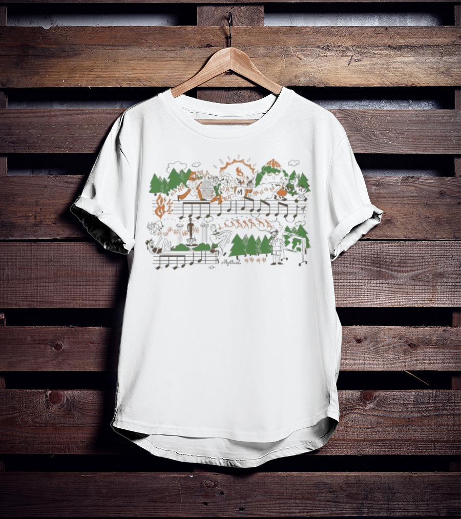 Mythical GMM Theme Song Music Notes Forest And Mountains Illustration T-Shirt