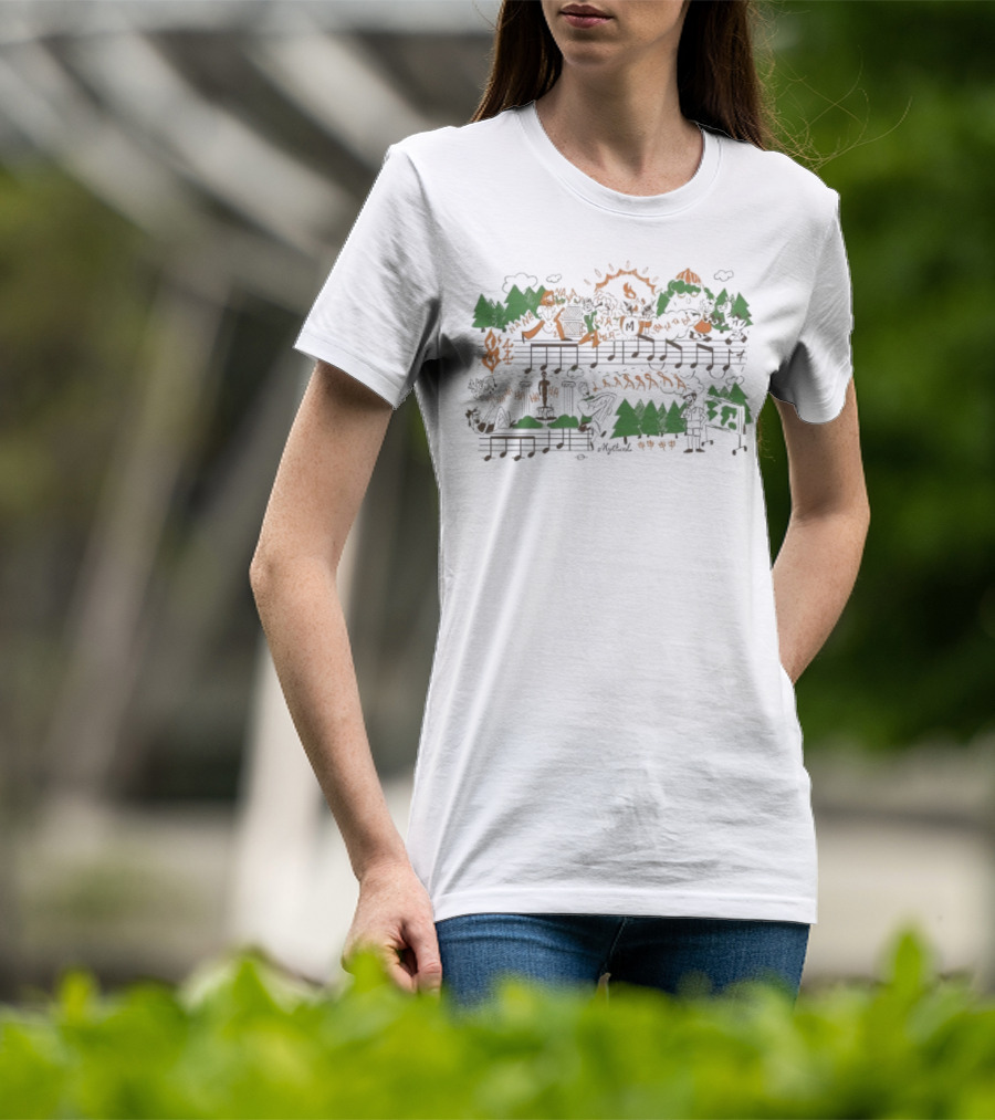 Mythical GMM Theme Song Music Notes Forest And Mountains Illustration T-Shirt
