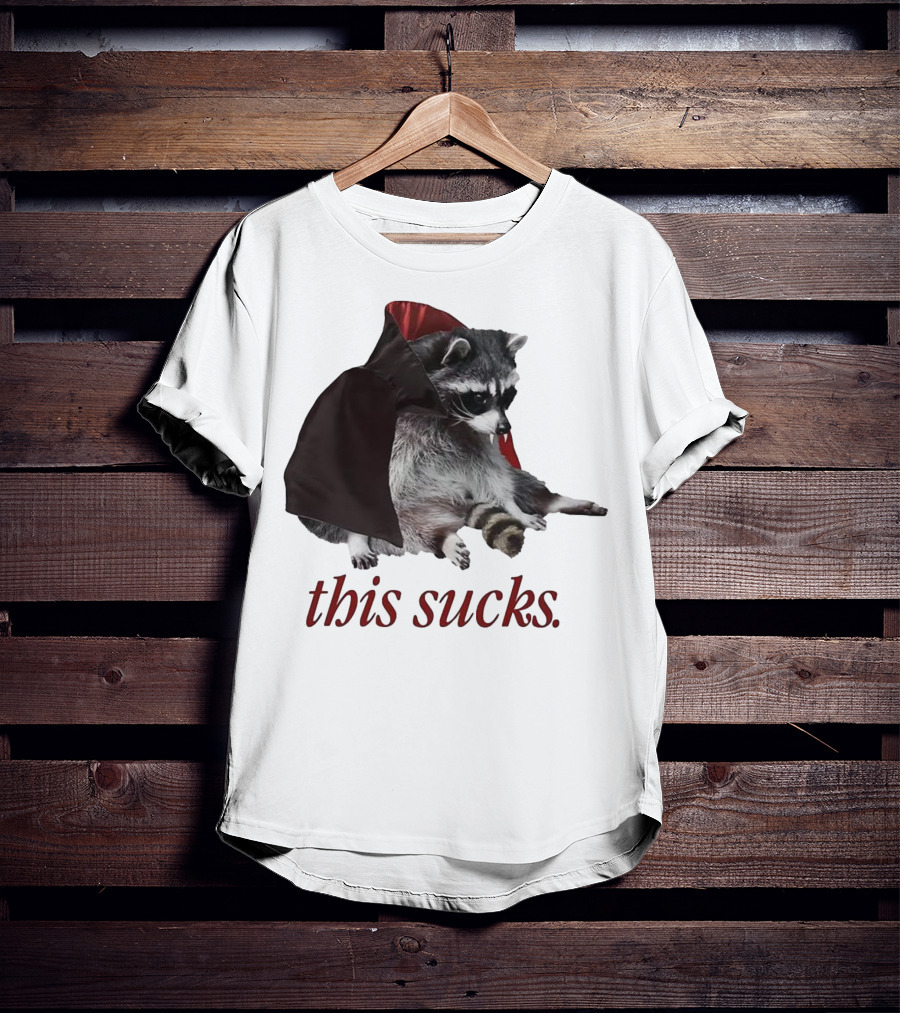 Raccoon Vampire Cape This Sucks Halloween T-Shirt