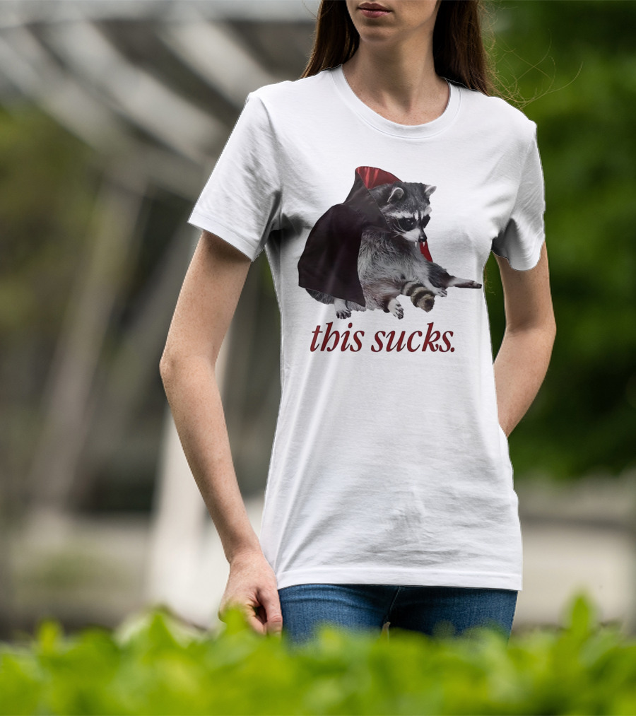 Raccoon Vampire Cape This Sucks Halloween T-Shirt