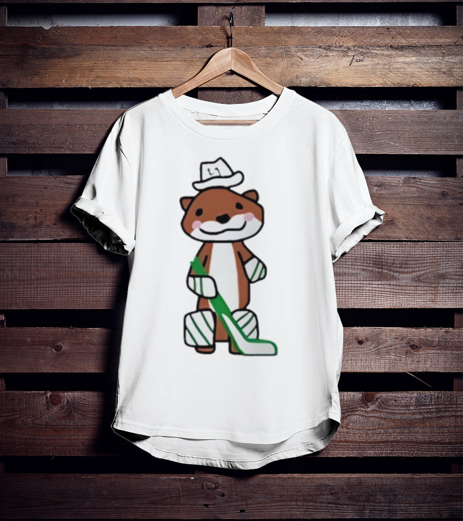 Thomas Harley Otter Hockey Player With Hat And Stick T-Shirt