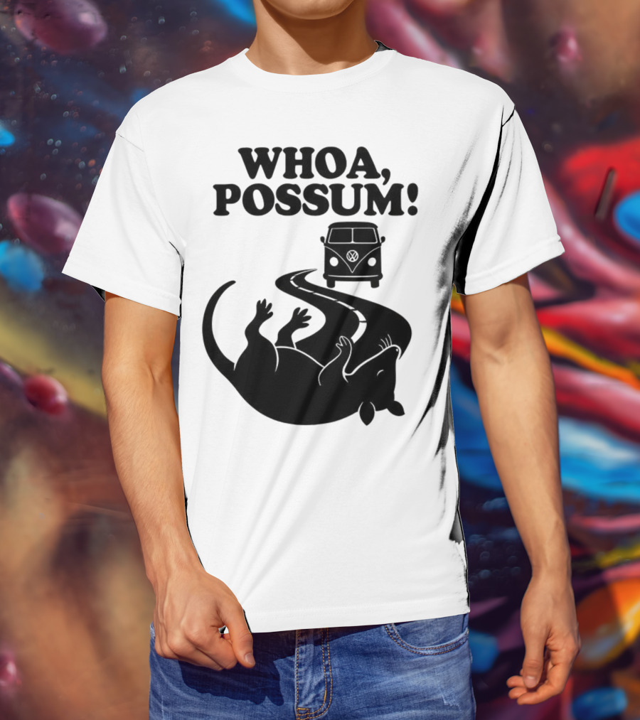 Whoa Possum Vintage Van Opossum Road Trip T-Shirt