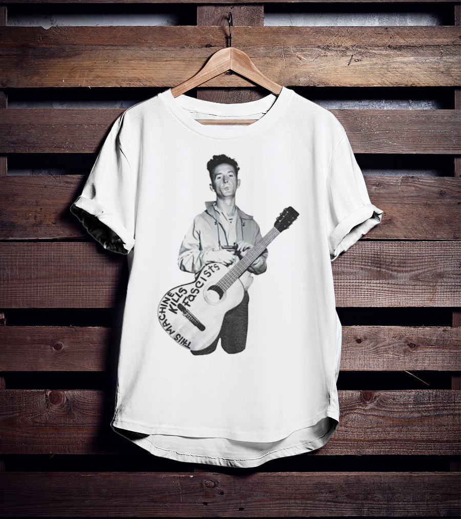 Woody Guthrie This Machine Kills Fascists Anti-Fascist Vintage Guitar Message T-Shirt