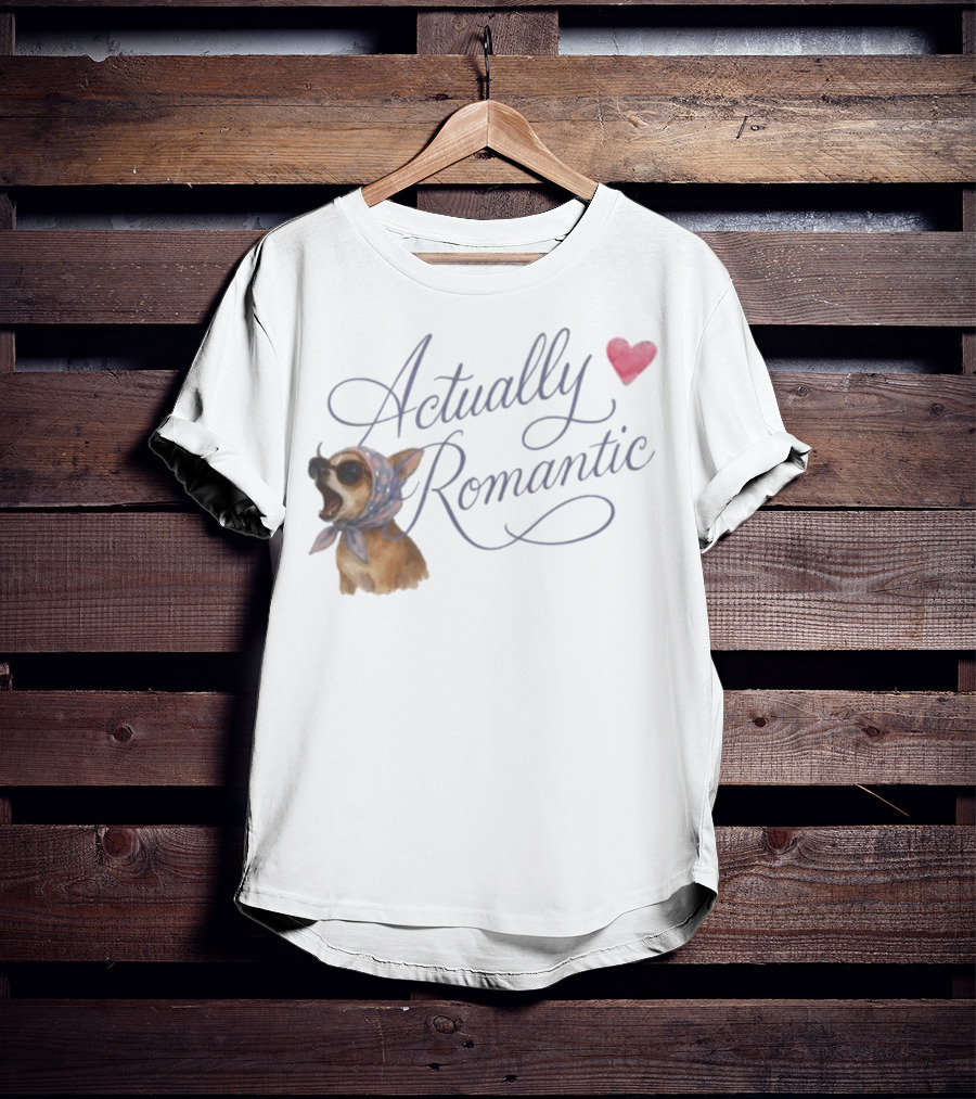 Actually Romantic Dog Sunglasses Heart Scarf T-Shirt