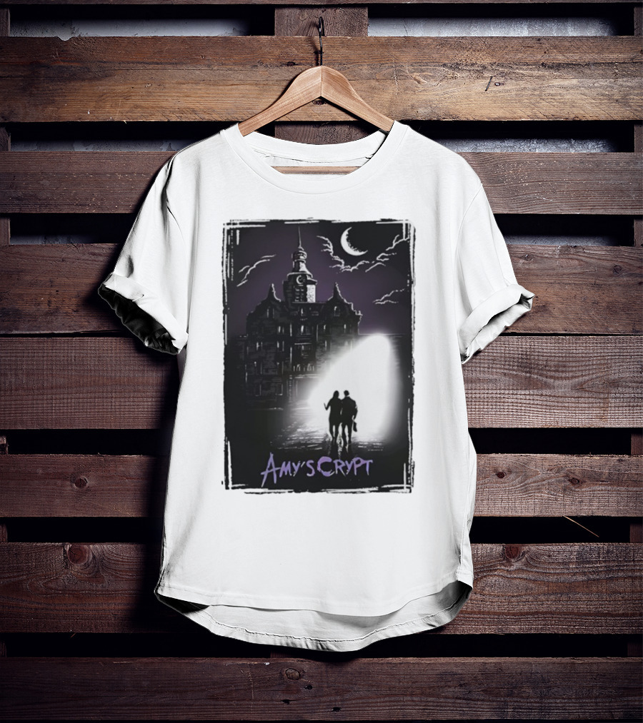Amy's Crypt Haunted Mansion Moonlit Silhouette Halloween 2025 T-Shirt