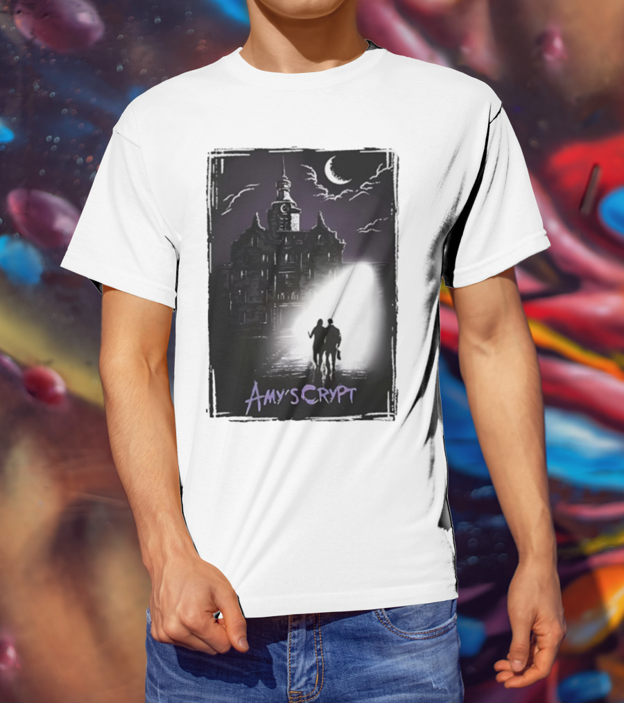 Amy's Crypt Haunted Mansion Moonlit Silhouette Halloween 2025 T-Shirt