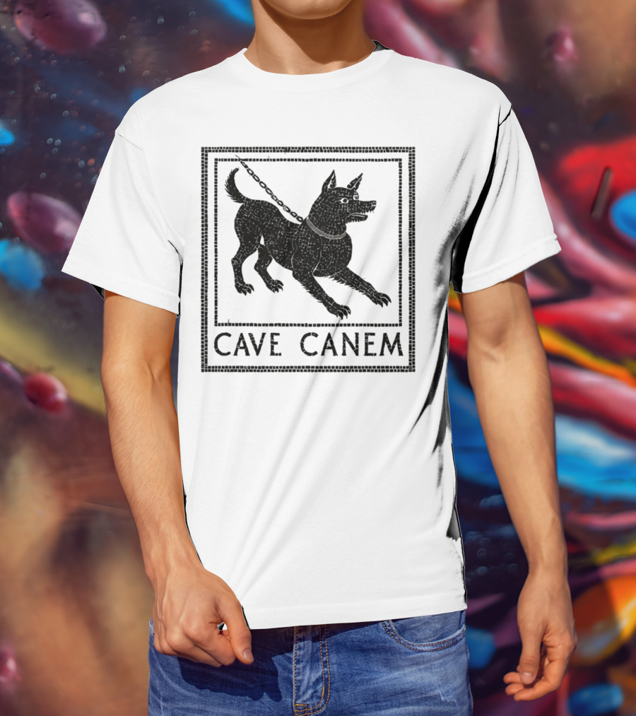 Cave Canem Ancient Pompeii Beware Of Dog Mosaic T-Shirt