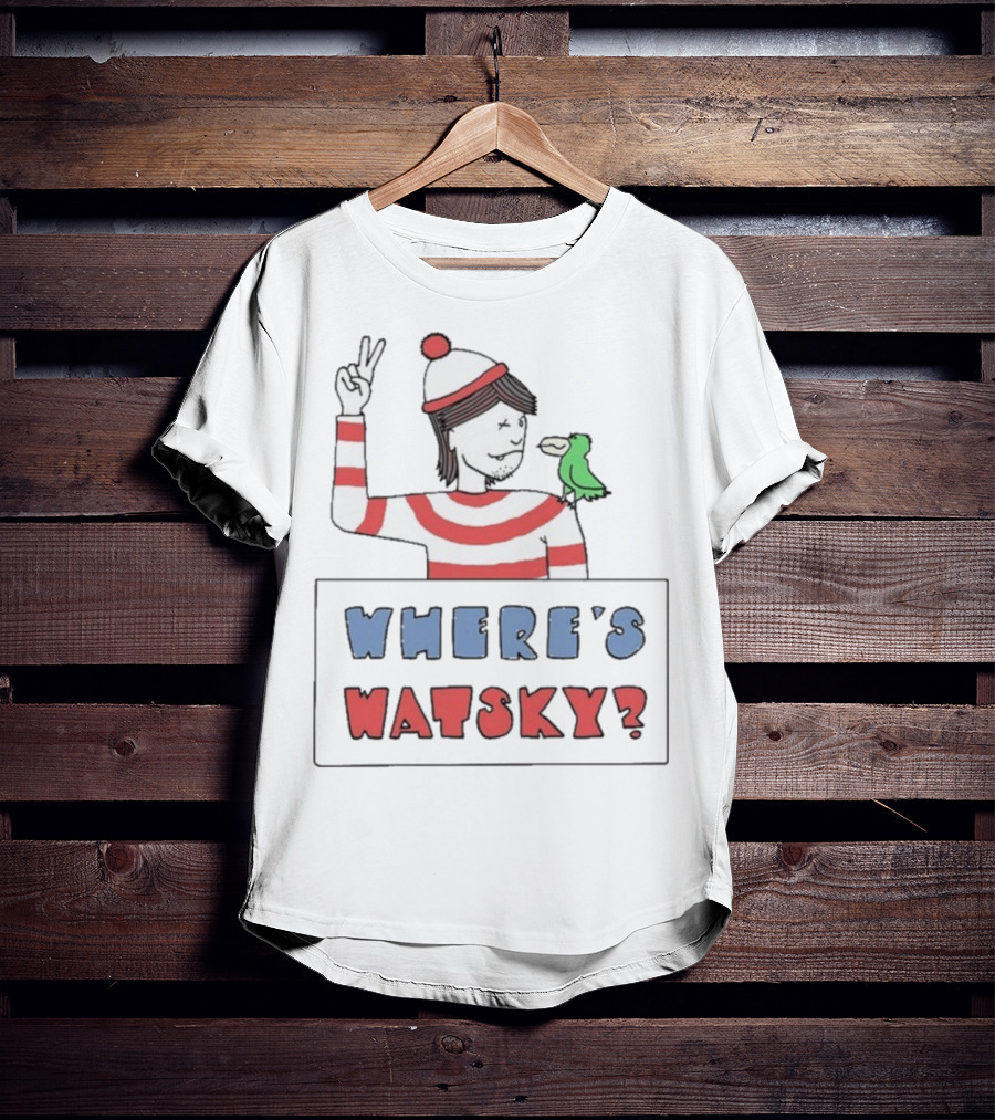 Where's Watsky Striped Outfit Peace Sign Cartoon Bird T-Shirt
