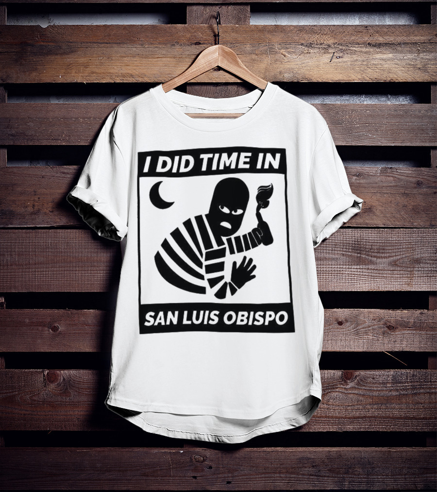 I Did Time In San Luis Obispo Retro Prison Bars Crescent Moon T-Shirt