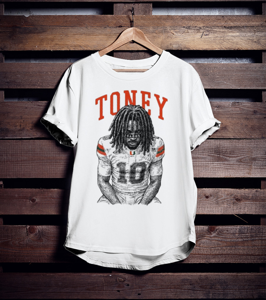 Toney Gabos Miami Hurricanes Number 10 Football Art T-Shirt