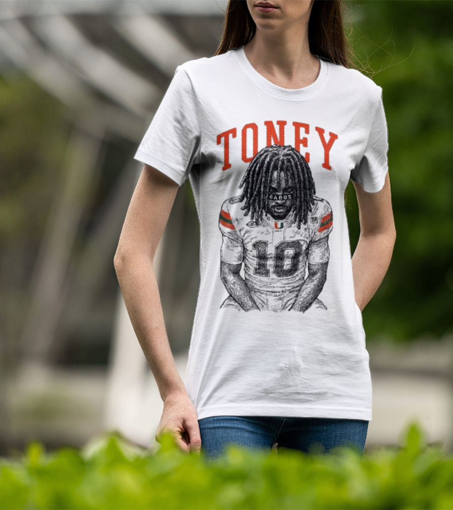 Toney Gabos Miami Hurricanes Number 10 Football Art T-Shirt