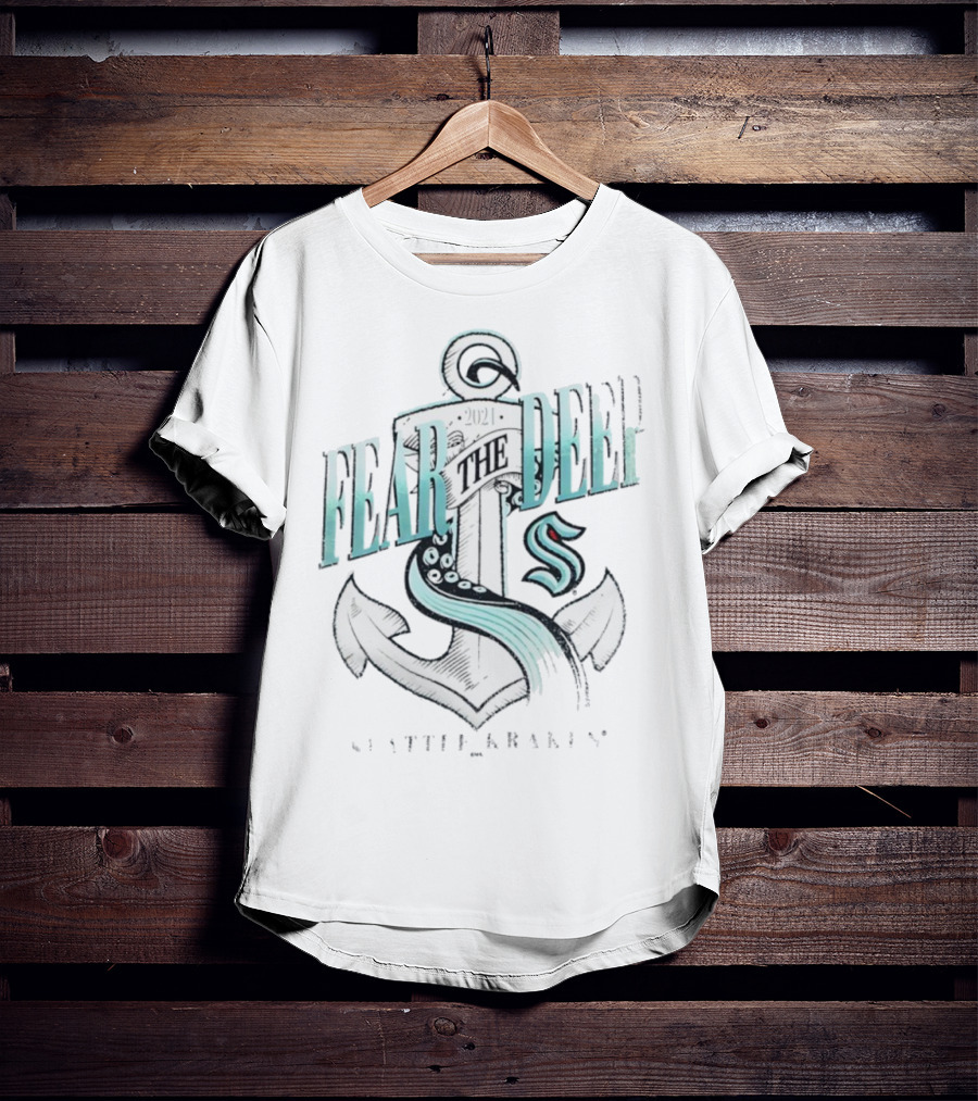 Fear The Deep Seattle Kraken Vintage Anchor 2021 T-Shirt