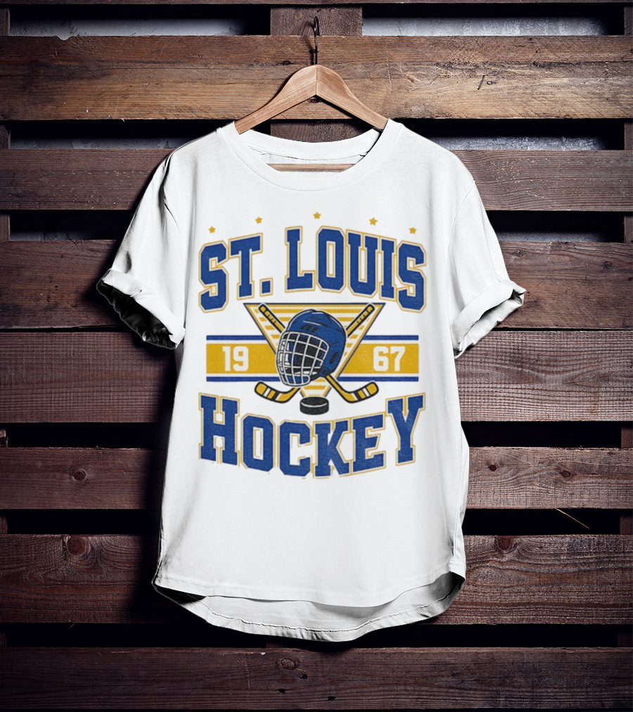 St. Louis Hockey Helmet Crossed Sticks 1967 T-Shirt