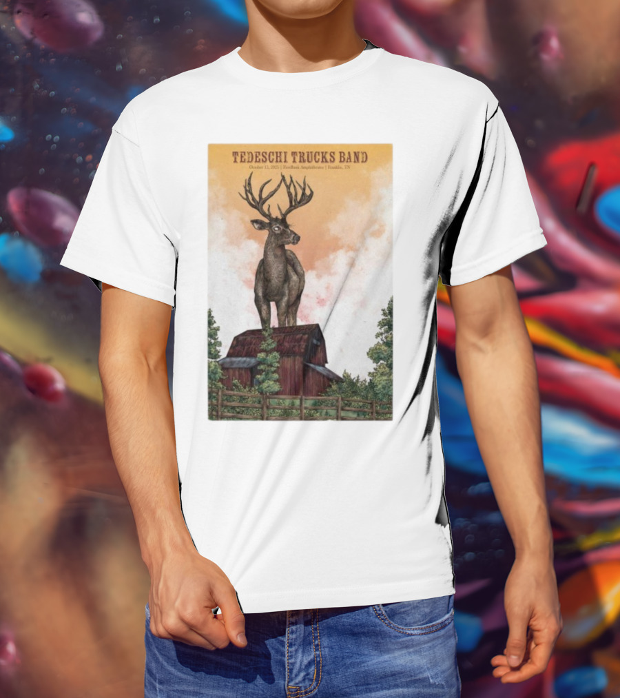 Tedeschi Trucks Band October 15 2025 FirstBank Amphitheater Franklin TN Deer On Barn T-Shirt