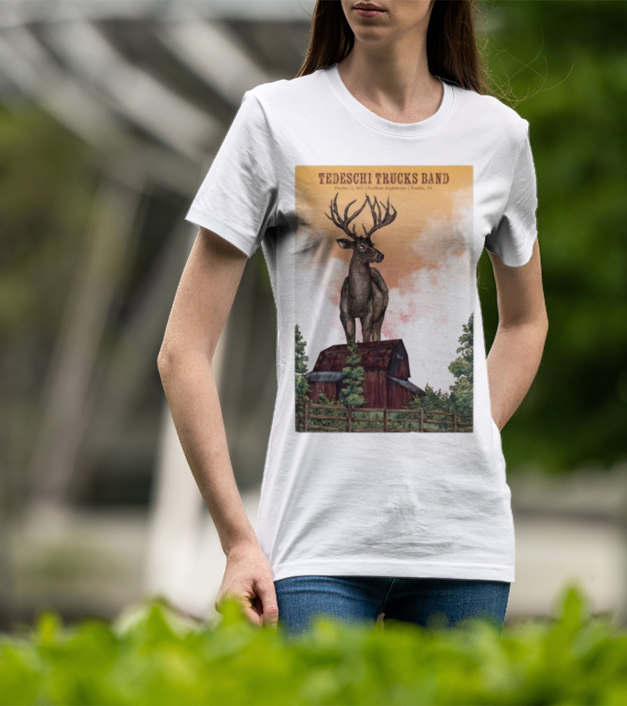 Tedeschi Trucks Band October 15 2025 FirstBank Amphitheater Franklin TN Deer On Barn T-Shirt