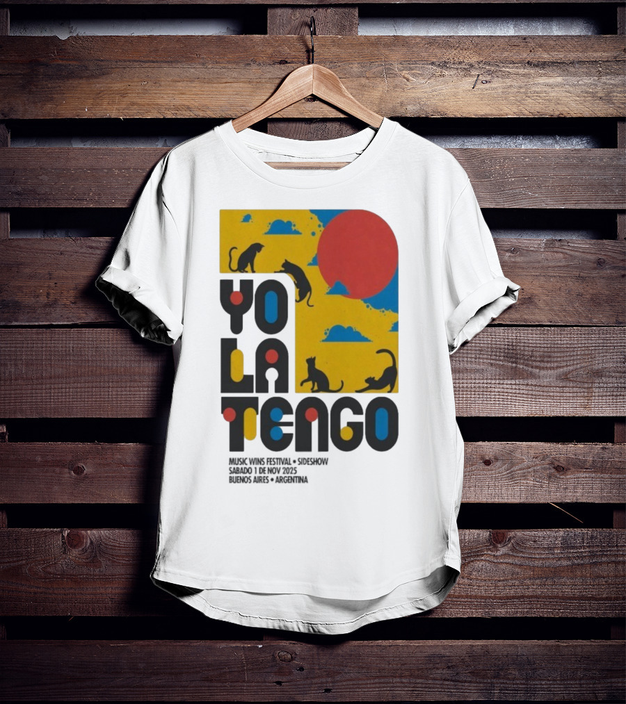 Yo La Tengo Cats And Sun Graphic 11.1.2025 Music Wins Festival Buenos Aires Argentina T-Shirt