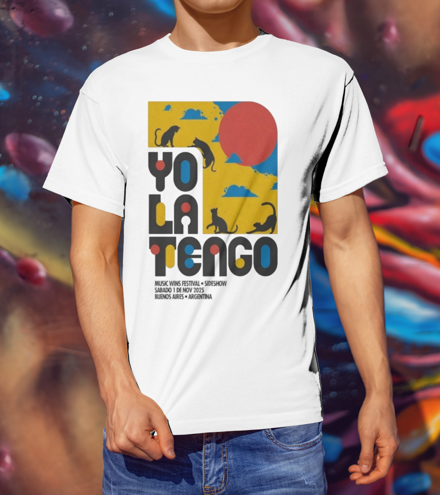 Yo La Tengo Cats And Sun Graphic 11.1.2025 Music Wins Festival Buenos Aires Argentina T-Shirt