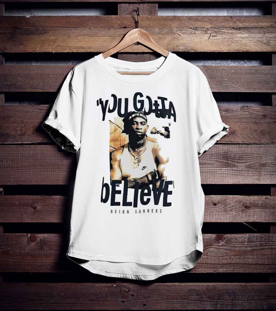 Deion Sanders You Gotta Believe Headband Athlete Image T-Shirt