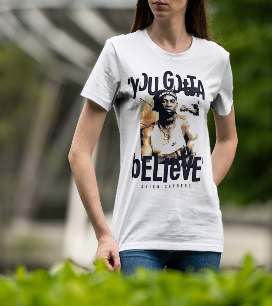 Deion Sanders You Gotta Believe Headband Athlete Image T-Shirt