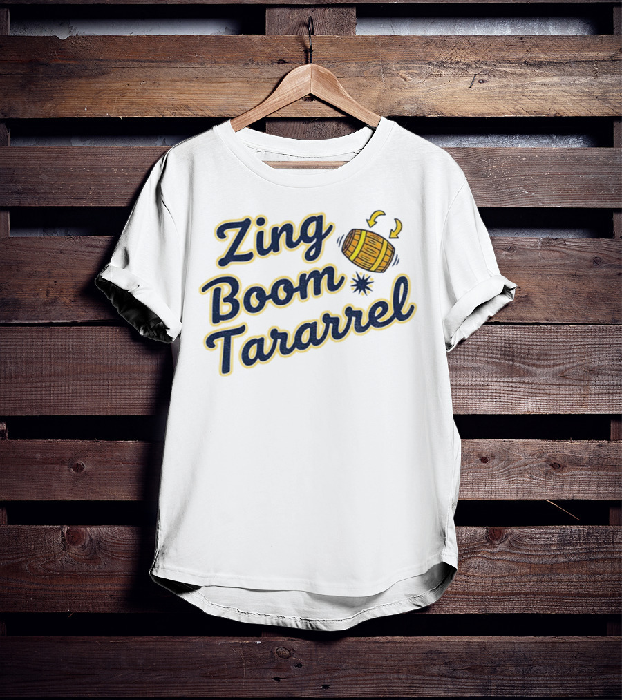 Zing Boom Tararrel Roll Out The Barrel Milwaukee Brewers MLB Barrel Graphic T-Shirt